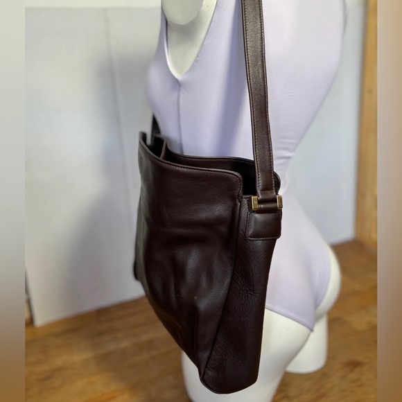 Vintage Smooth Leather Serapian Shoulder Bag Made in Italy Quiet Luxury Brown - Picture 11 of 12